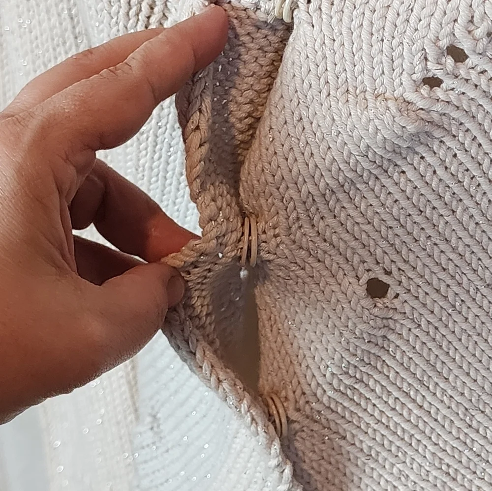 Lilith Paris Distressed Knit Cardigan Cream Avant Garde Cotton Blend XS - Picture 6 of 7